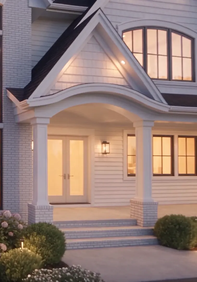 The arched front porch and double doors
